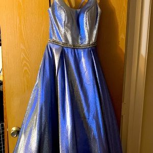 Metallic Blue Ball Gown